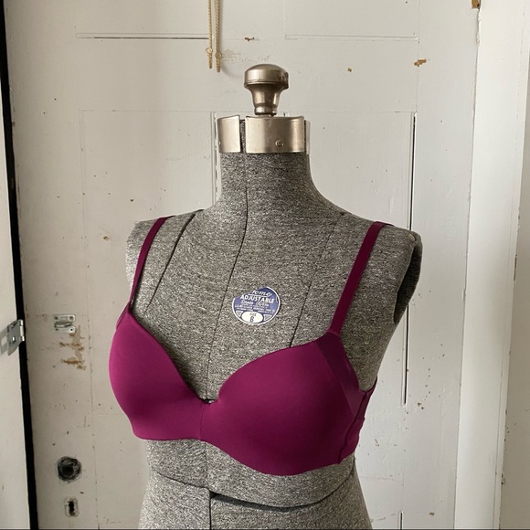 Maidenform Raspberry Purple Satin Demi Underwire Padded Push Up Bra - Picture 6 of 11